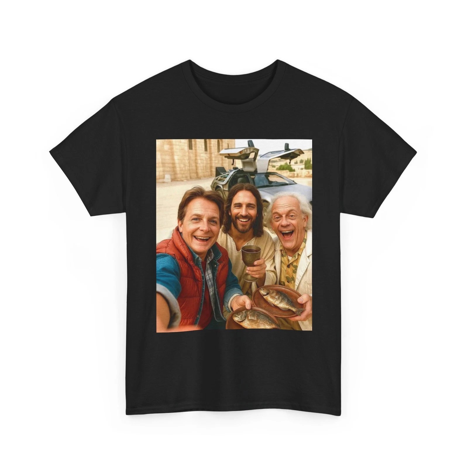 Back To The Future Funny Graphic T Shirt Jesus Unisex Heavy Cotton Tee