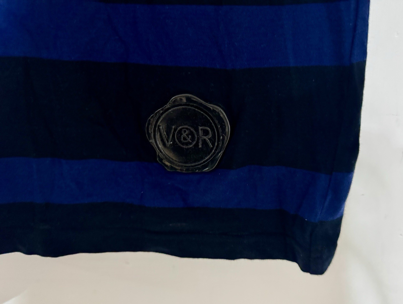 Viktor & Rolf Monsieur Men’s Black Blue Striped Hem Logo Jersey Tank Vest Top 48