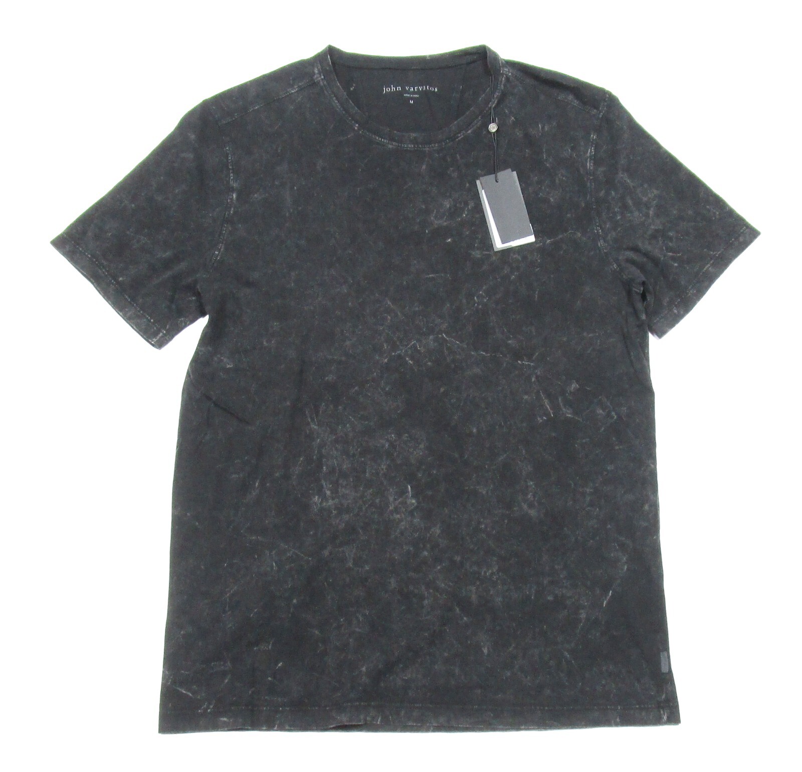 John Varvatos Men’s Black Enzo Marble Wash Crew-Neck Short Sleeve T-Shirt