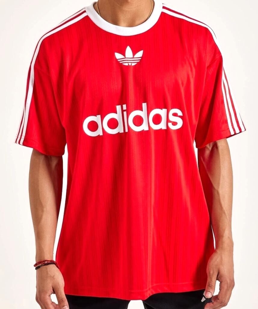 NEW MEN’S ADIDAS ORIGINALS TREFOIL POLY TEE SHIRT SIZE Large RED IM9458 Scarlet