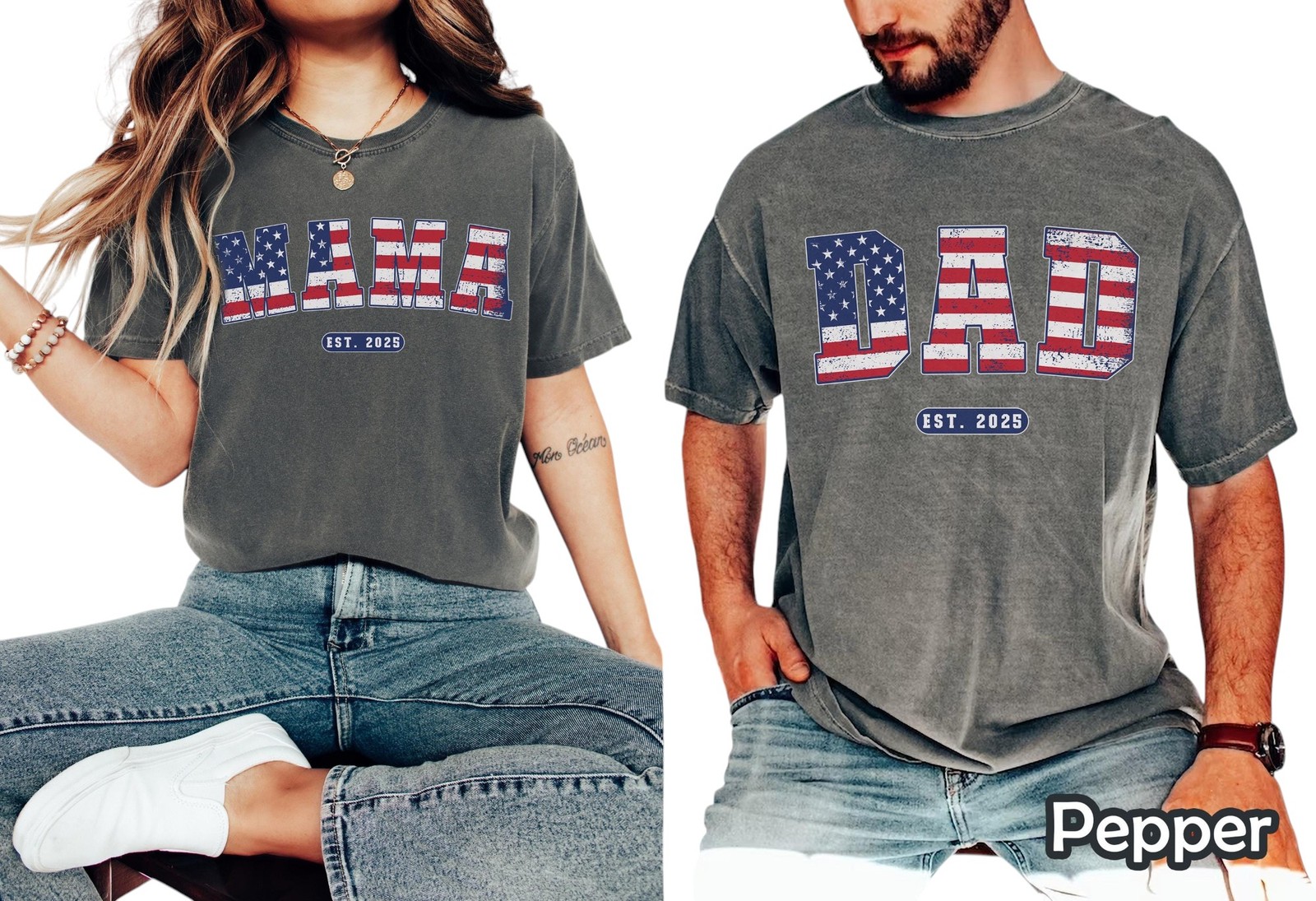 Couples 4th of July Pregnancy Announcement Shirt New Mom Dad Est 2025 Expecting