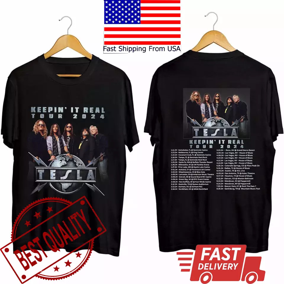 TESLA Band Keepin’ It Real U.S. Tour 2024 T-Shirt