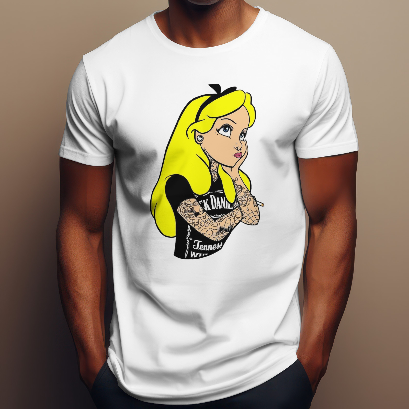 ALICE IN WONDERLAND TATTED T-Shirt | Disney Animated Film Tee | Jack Daniels Top