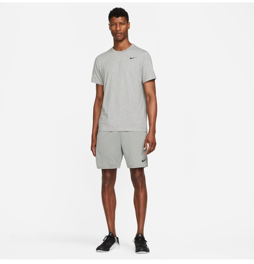 Nike Men’s Dry Tee Drifit Cotton Crew Solid, Carbon Heather/White, Medium