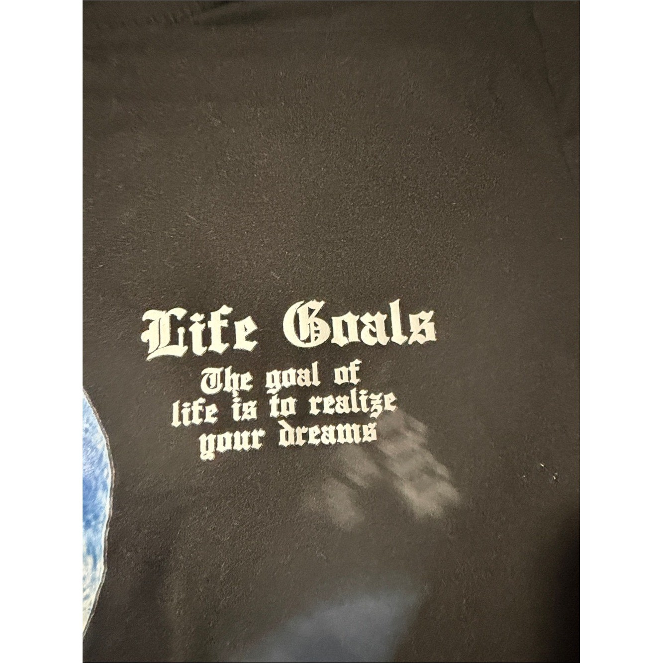 ROMWE Black Tee with Blue Skeleton Graphic and Text
