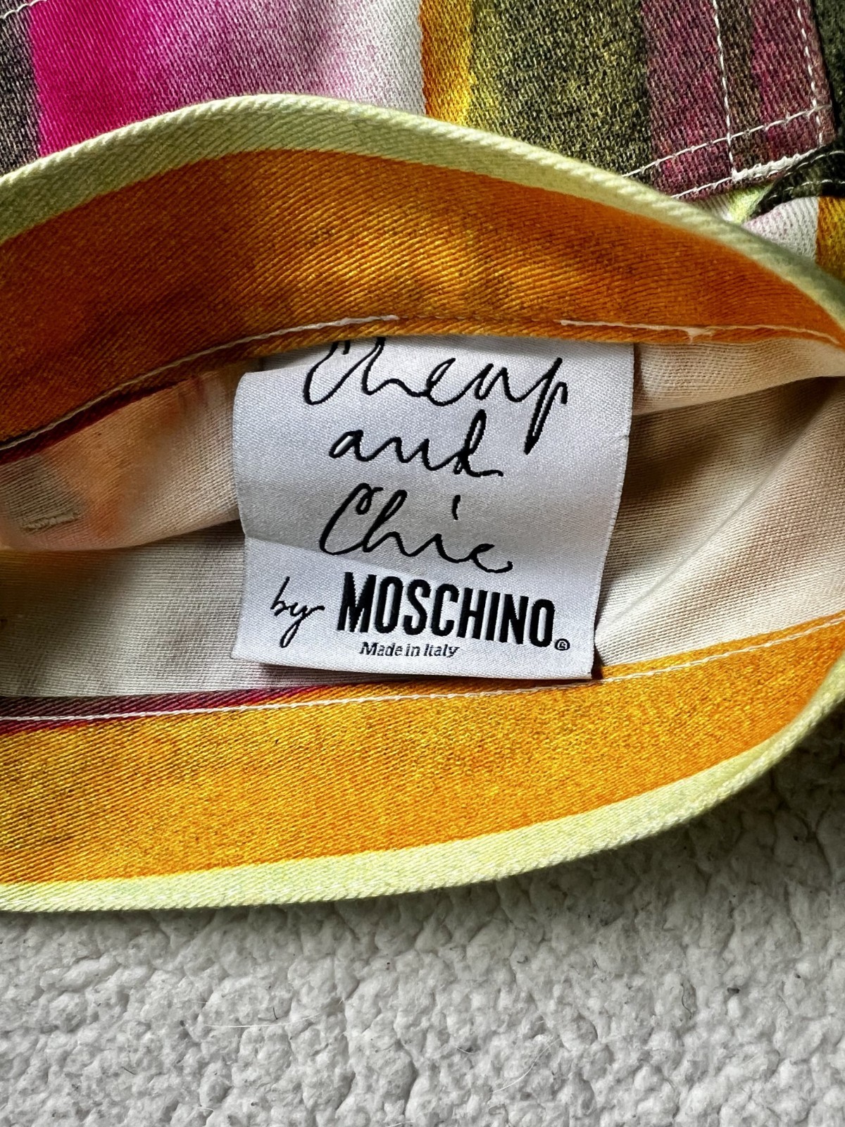 Vintage Moschino Cheap & Chic 2 piece multi-color striped pants/button-up shirt