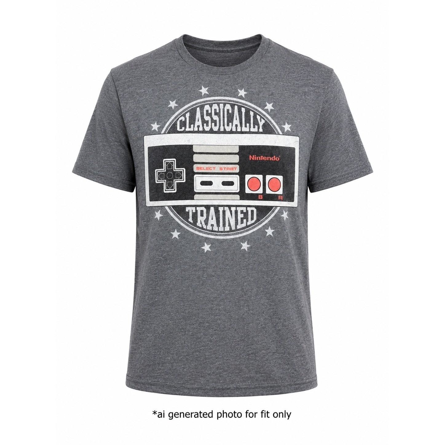 Nintendo Classically Trained NES Controller Graphic T-Shirt Mens Small Gray