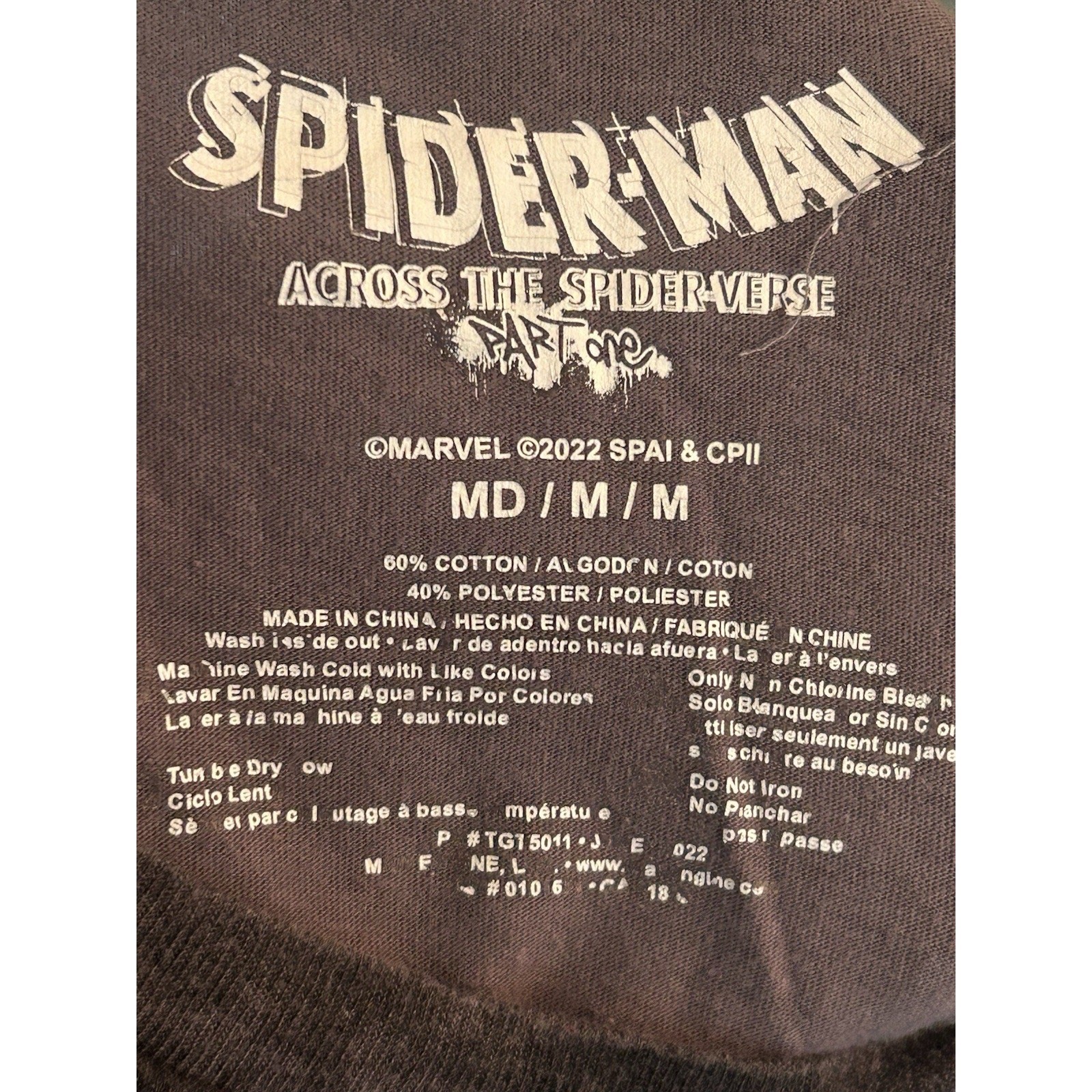 Spider-Man: Across The Spider-Verse MARVEL Black Tide Dye T-Shirt Men’s Medium