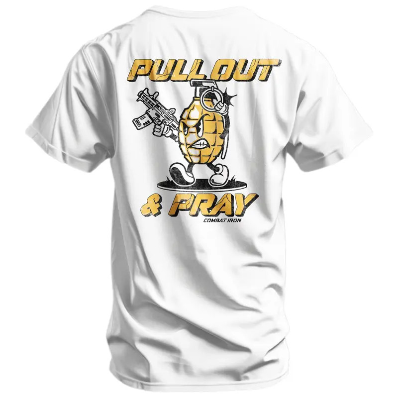 Pull Out And Pray Men�s T-Shirt � Funny Tactical Graphic Tee by Combat Iron Co,