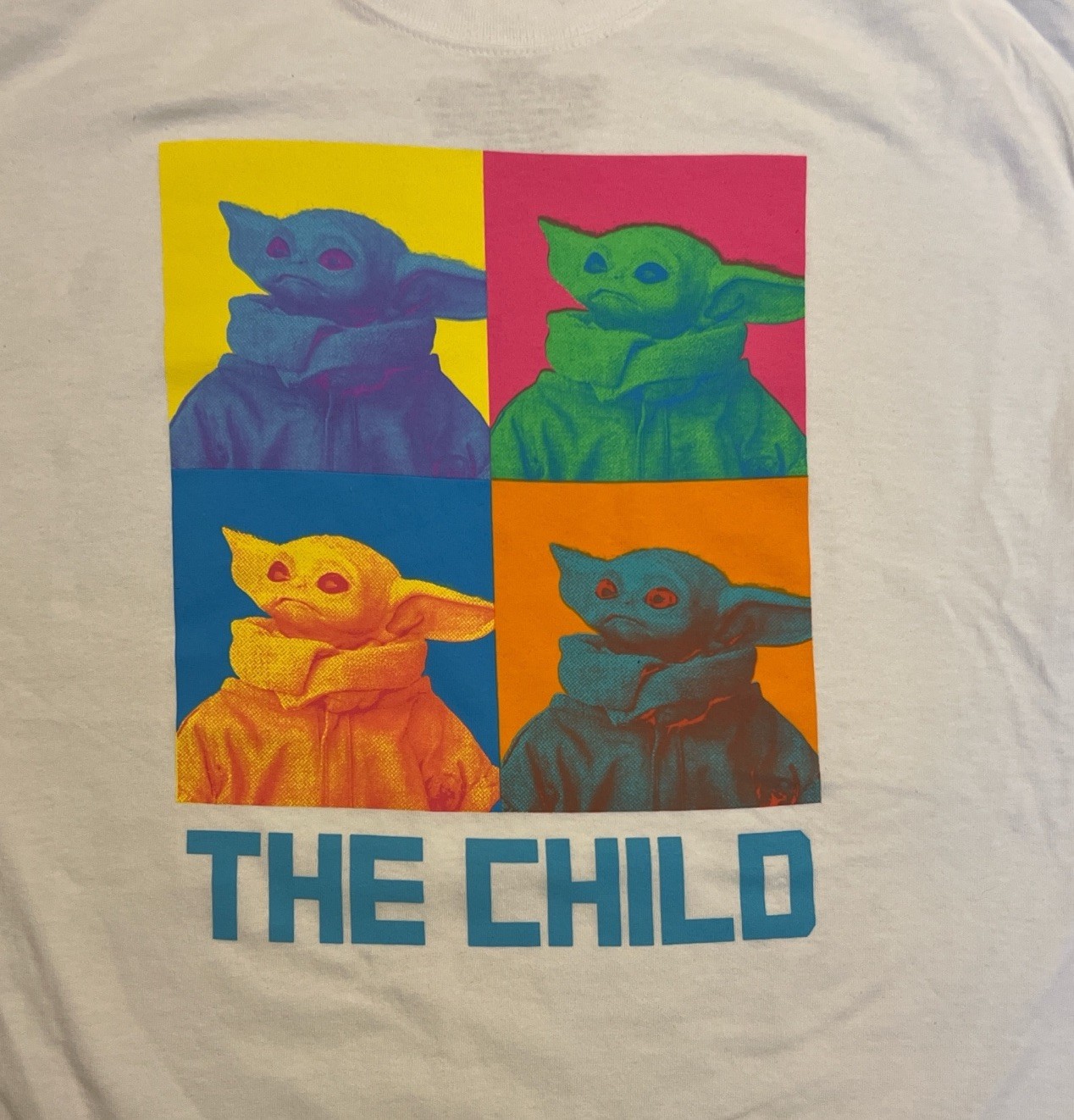 RARE STAR WARS The Child Baby Yoda Grogu Andy Warhol Pop Art T Shirt Tee Mens XL