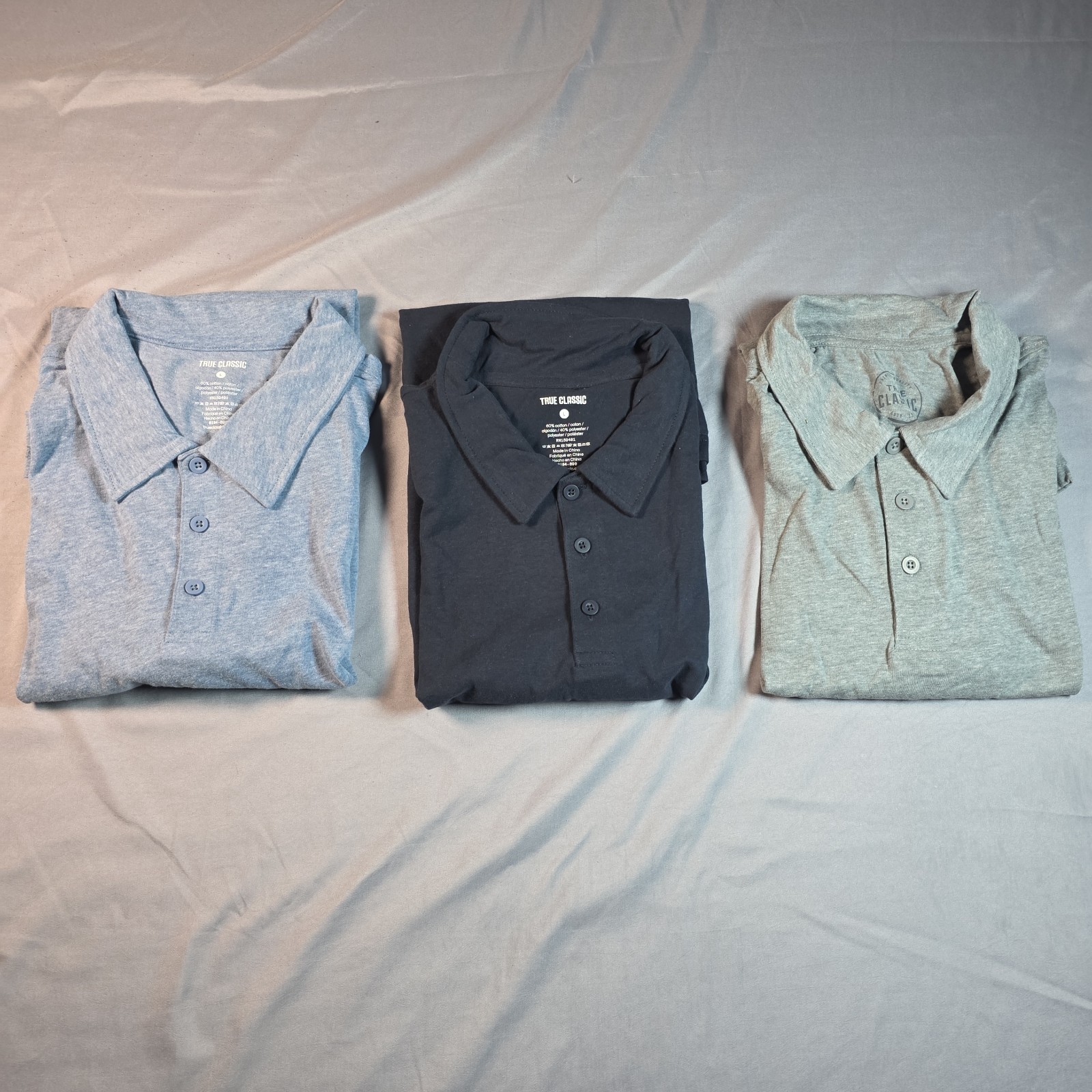 True Classic Polo (3 pack) large L Navy, Heather Blue, Light Heather Gray