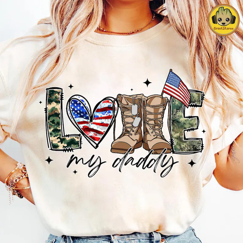 Love My Daddy Gidan Tee Military Dad Patriotic Gift