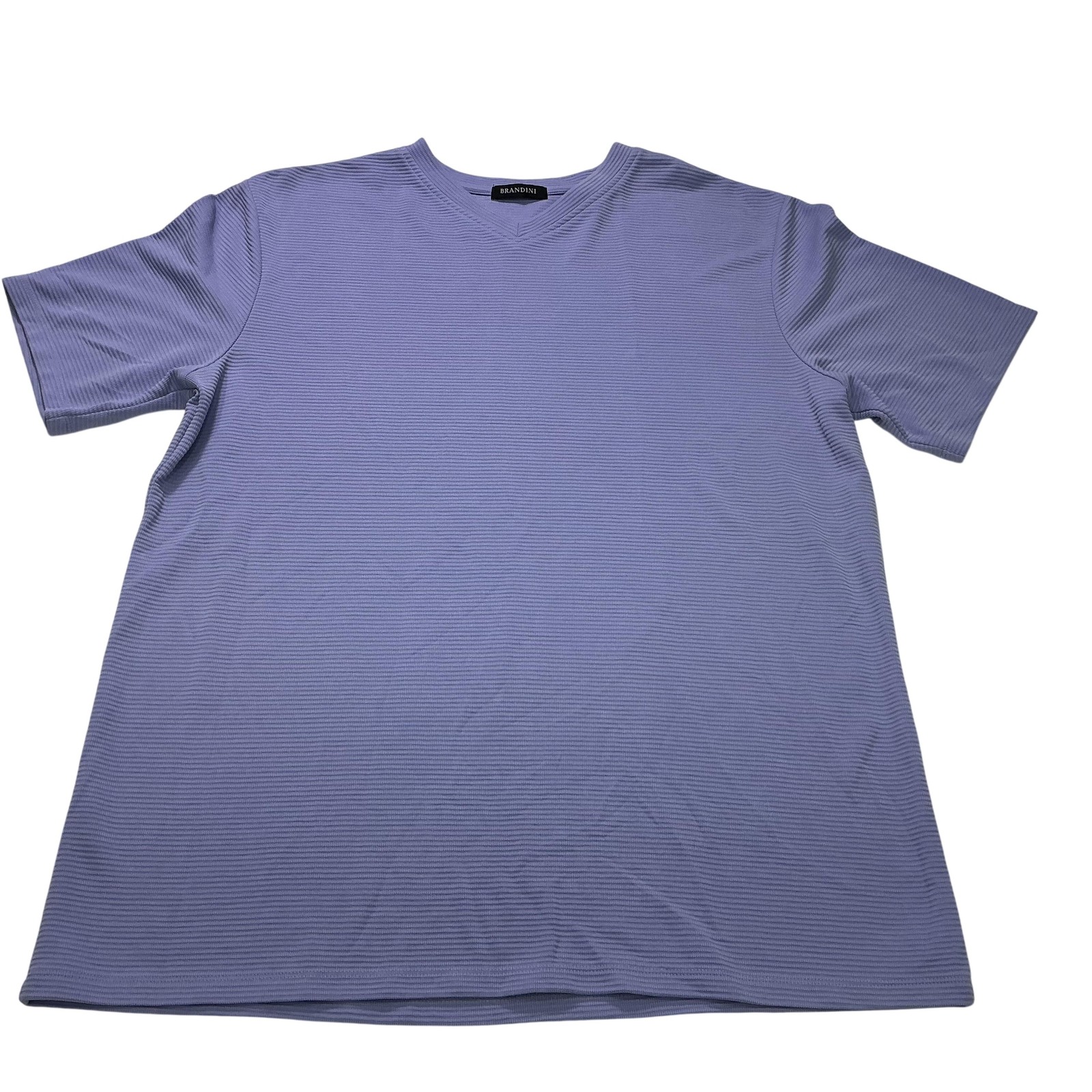 Brandini Shirt Mens 2XL Purple V Neck Short Sleeve Textured Modal Blend Made USA