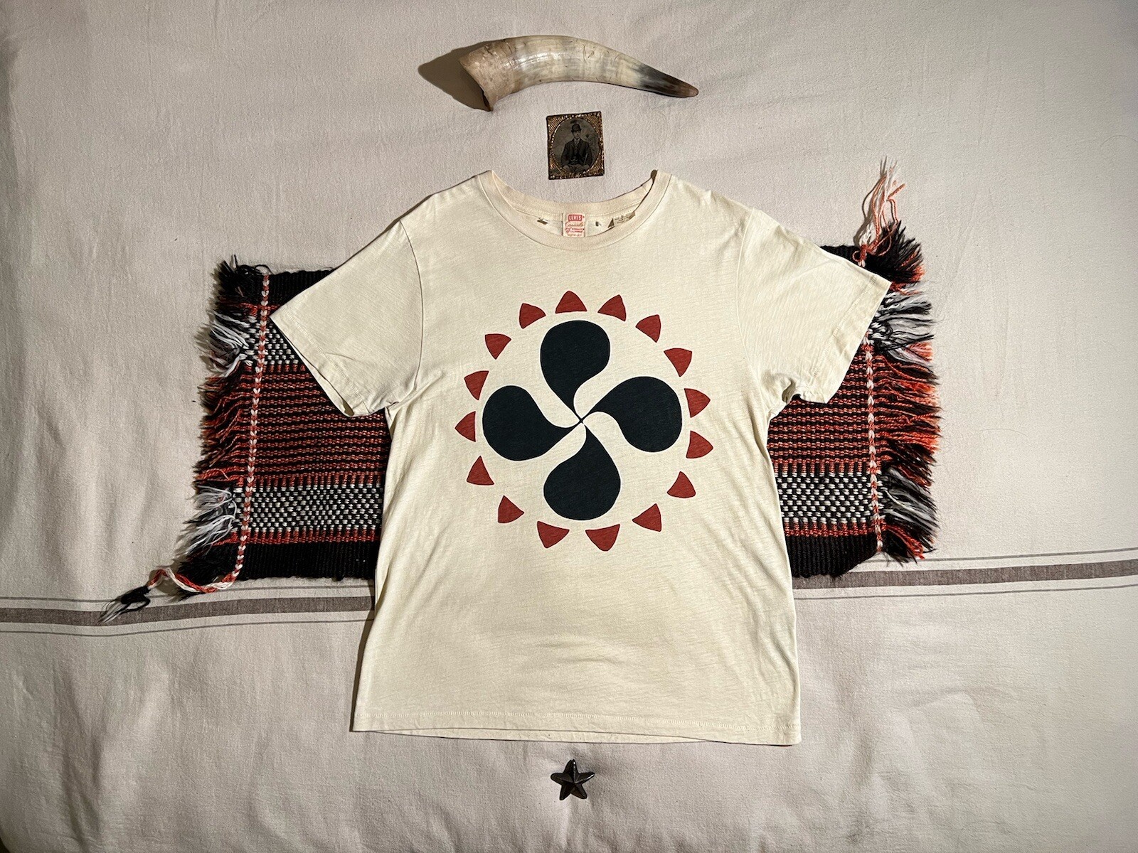 Levis LVC T-Shirt M 60’s Vintage Clothing Single Stitch Graphic Navajo S Western