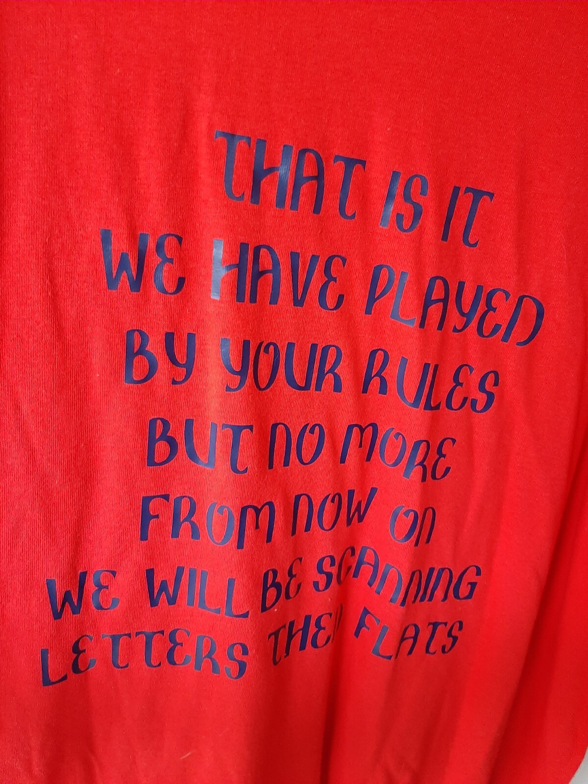 us postal t shirt men’s xl. Red with black letters.