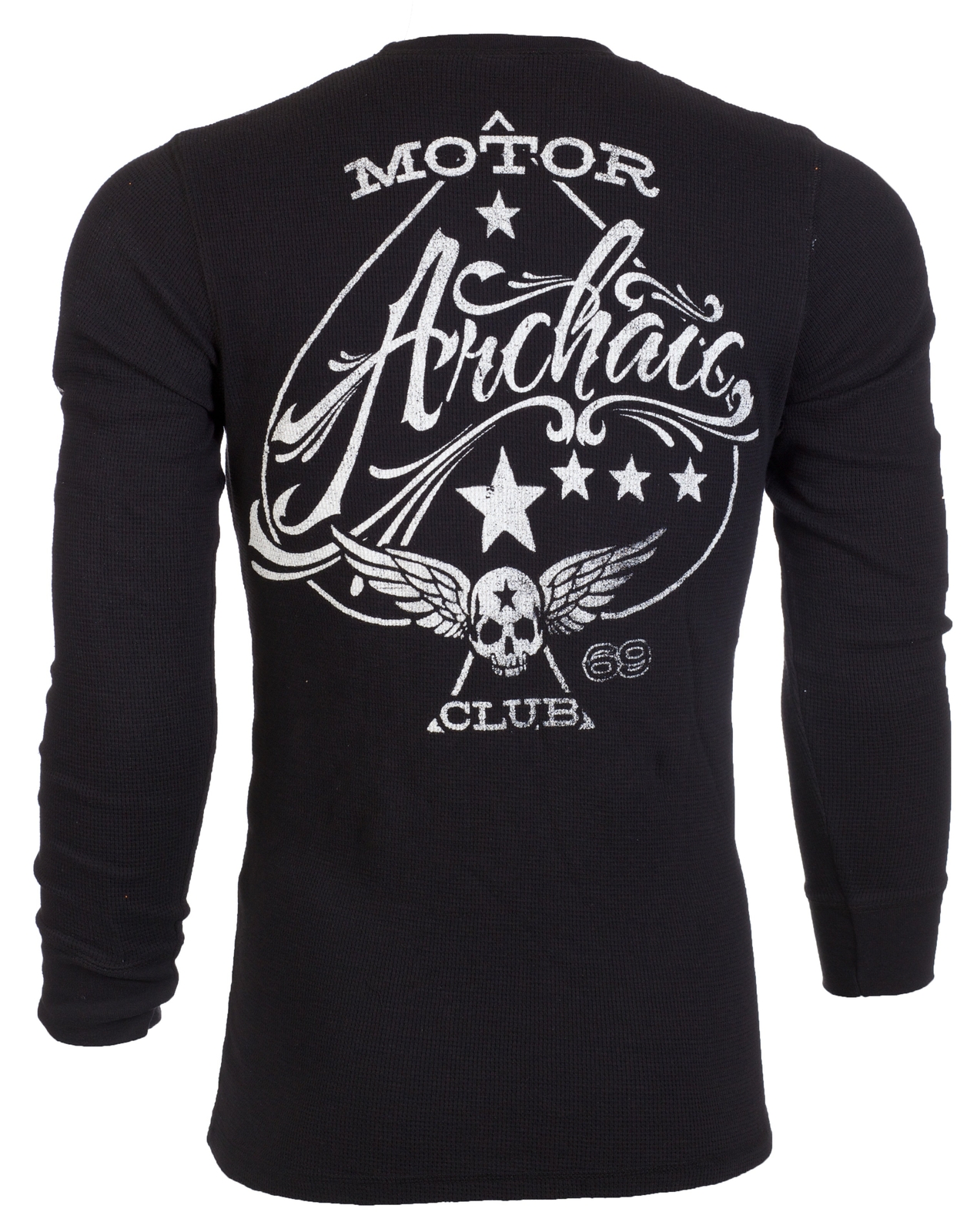 Archaic by Affliction Men’s Long Sleeve Shirt NATION US Flag Biker Black