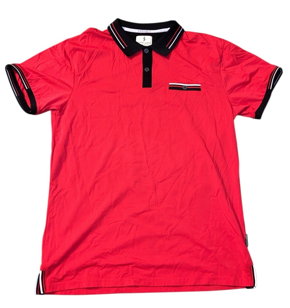 Scott James L Red Slim Polo Golf Tennis Shirt Short Sleeve Casual Pickleball