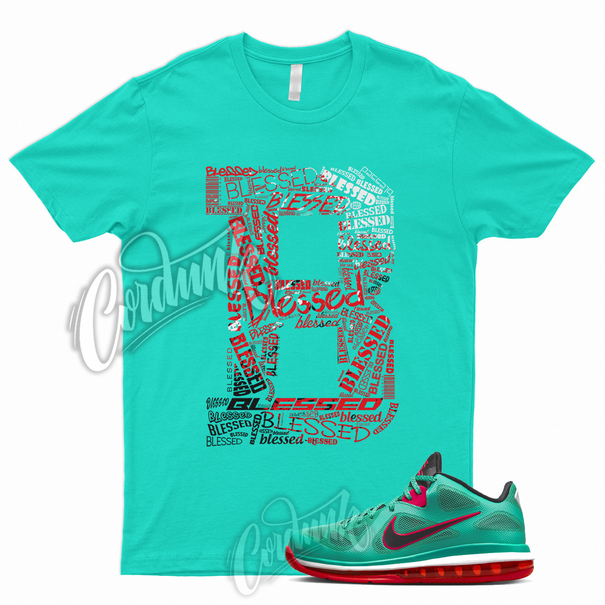 New BLESSED T Shirt for LeBron 9 Low Reverse Liverpool Green Black Action Red 1