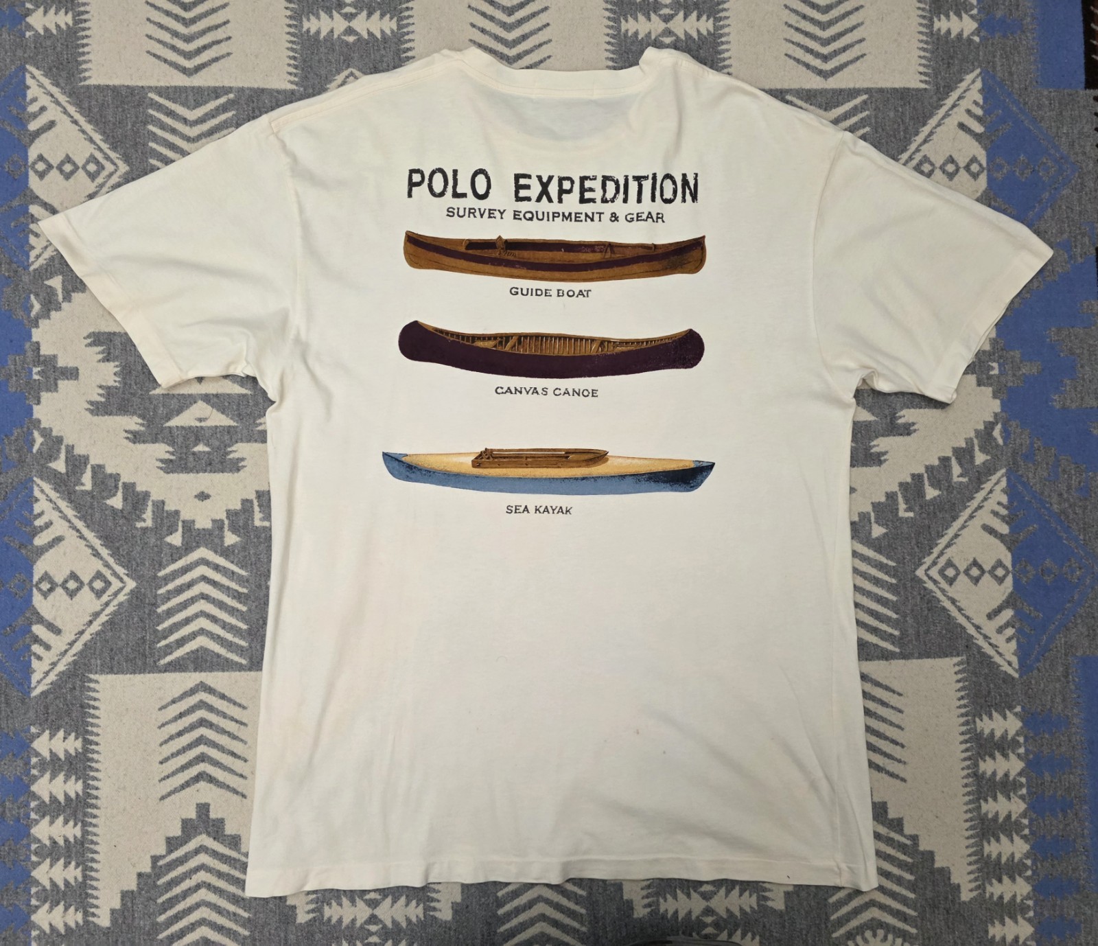 Vintage 90s Polo Ralph Lauren Expedition T-Shirt Sz L Kayak Canoe Boat Sportsman