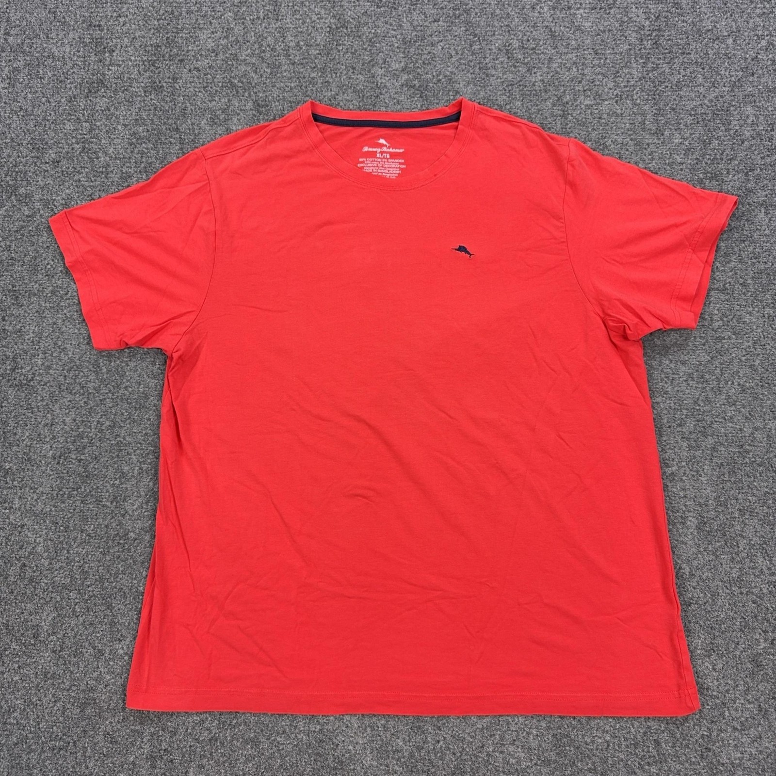 Tommy Bahama Shirt Mens XL Red Small Logo Crewneck Stretch Tagless Tee Casual