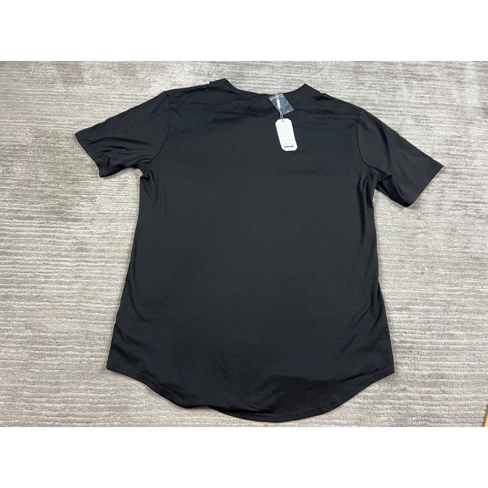 COOFANDY Baseball Jersey Mens Medium Black Short Sleeve Button Down Piping NEW