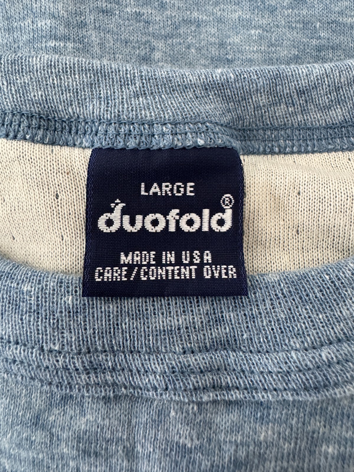 Vintage 90s Duofold Crew T-Shirt Men’s Size L Baby Blue Base Layer Undershirt