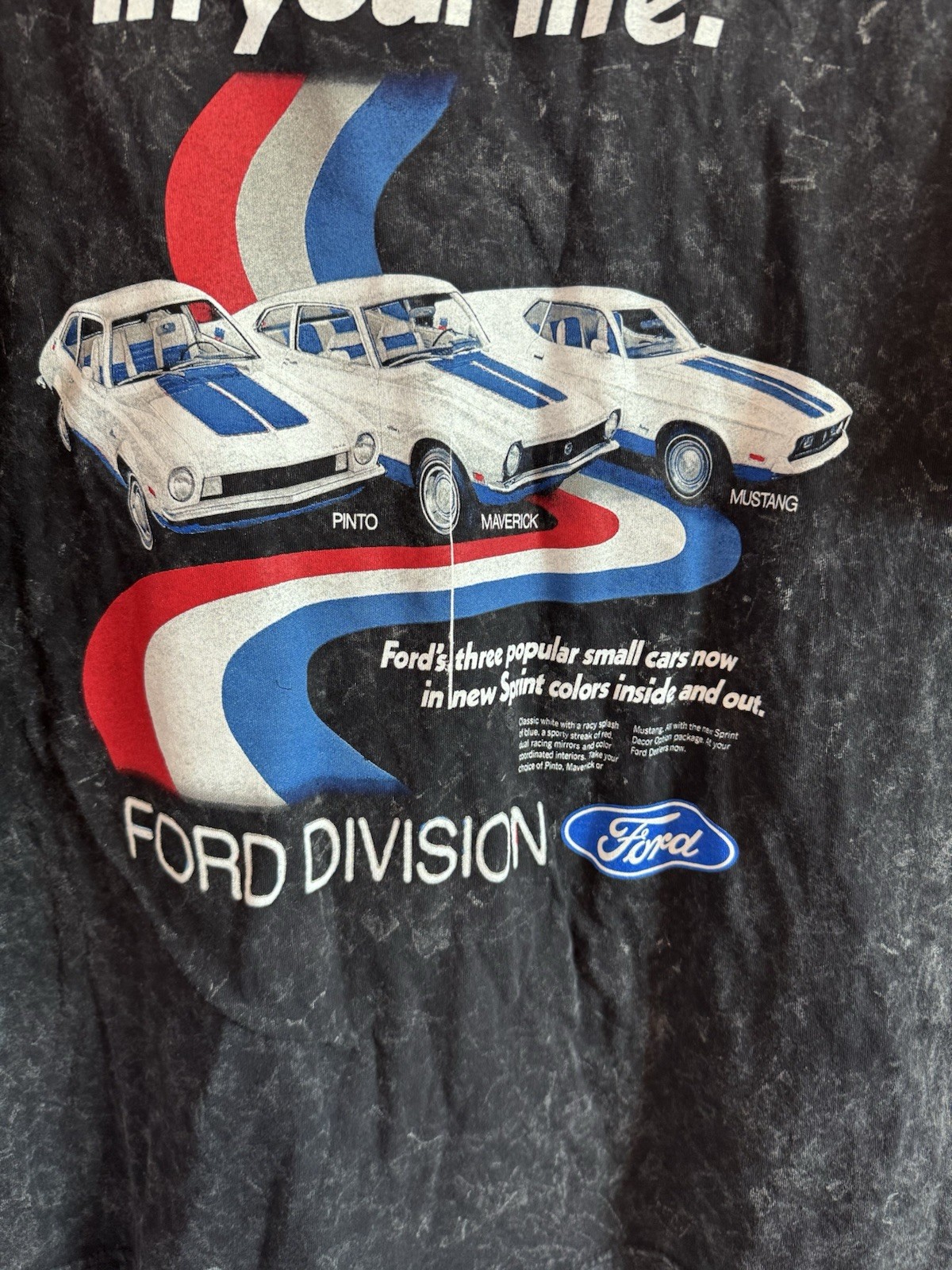 Ford Mustang Boss 351 Mach 1 Acid Wash Black Mens Large Distressed T-Shirt. NWT