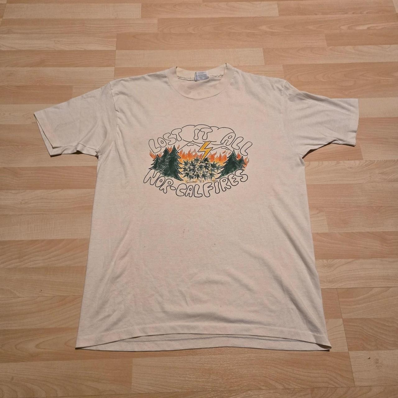 Vintage Weed Single Stitch T Shirt Sz XL Nor Cal Fires 1987 Lost It All