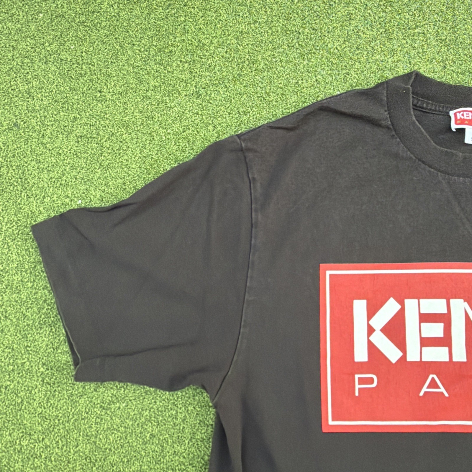 KENZO Paris Box Logo T Shirt short sleeve Black Red Small