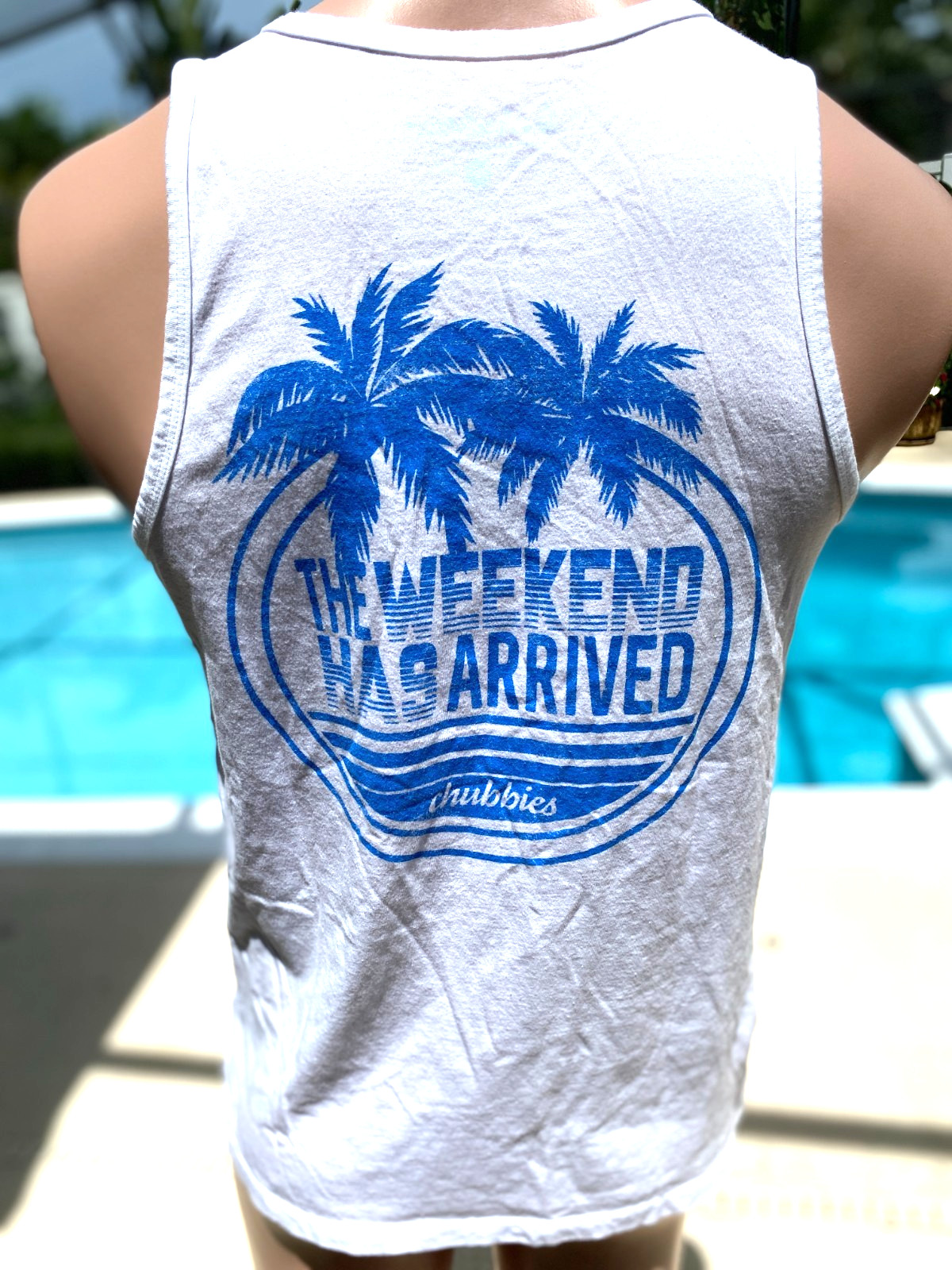 Chubbies The Weekend Has Arrived White Tank Top T Shirt mens S Small