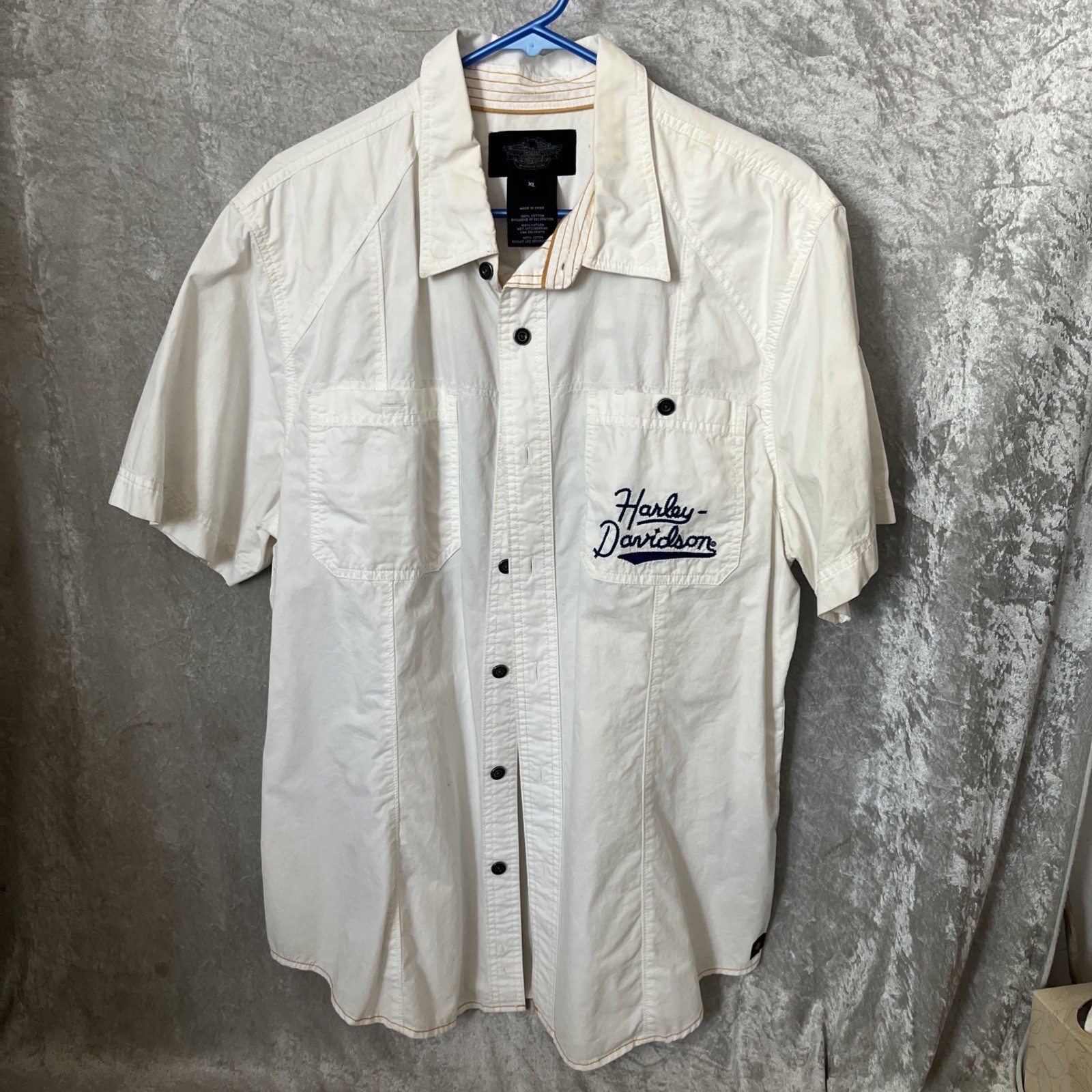 Harley Davidson | Chain Stitch Embroidered T-Shirt White | Size XL