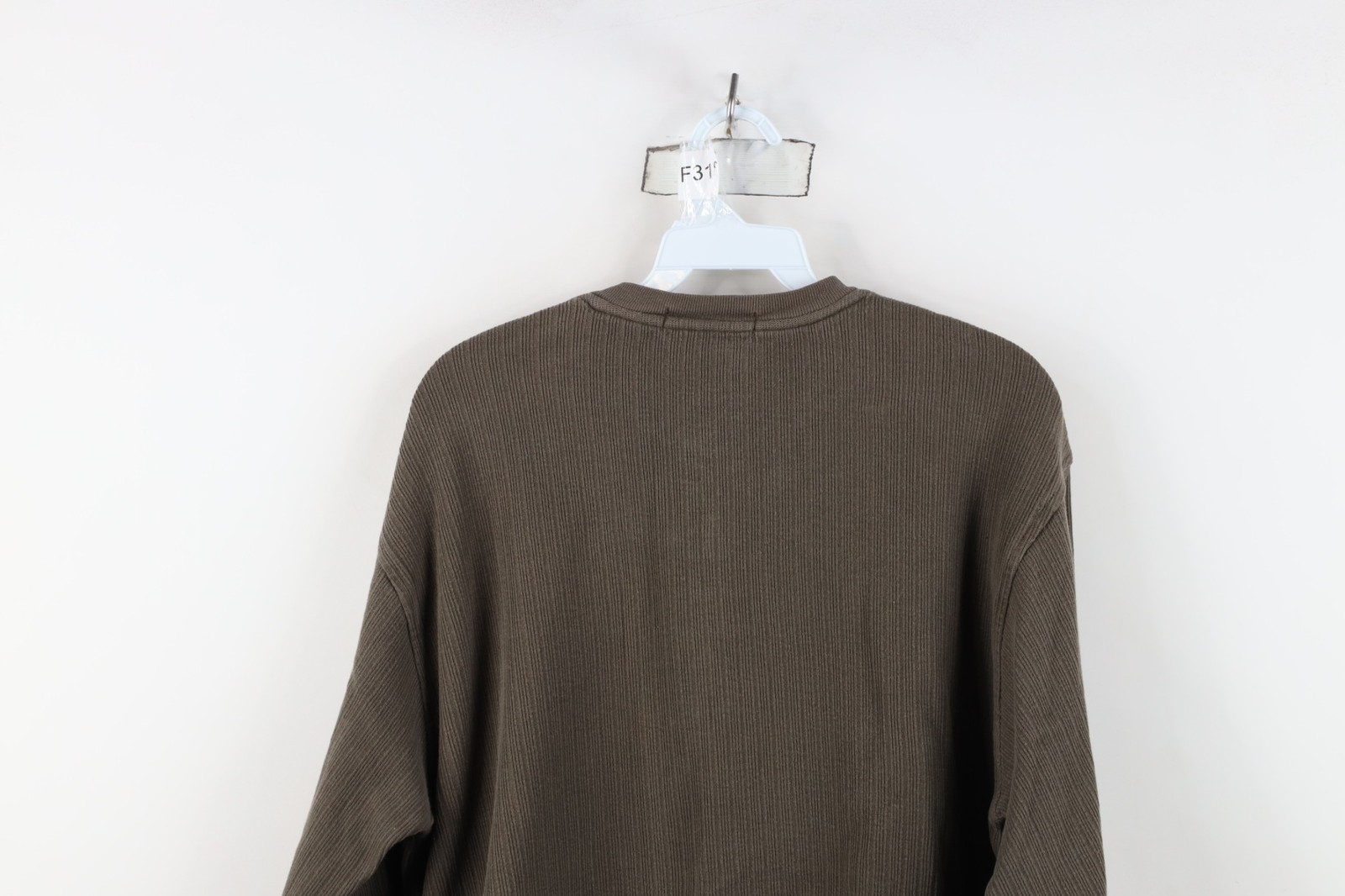 Vtg 90s Streetwear Mens Large Faded Heavy Ribbed Knit Long Sleeve Henley T-Shirt