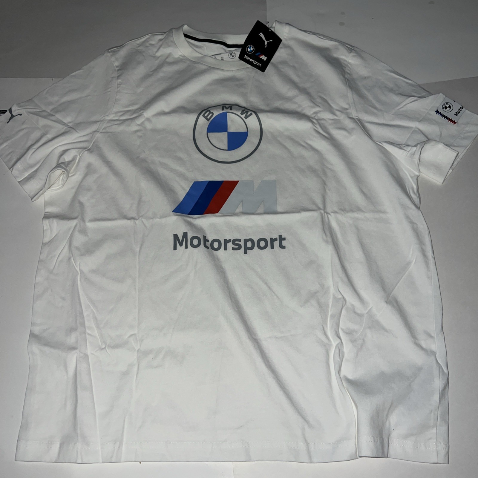 Puma BMW Motorsport MMS Racer Logo Men’s T Shirt White Sz XXL $40 NEW