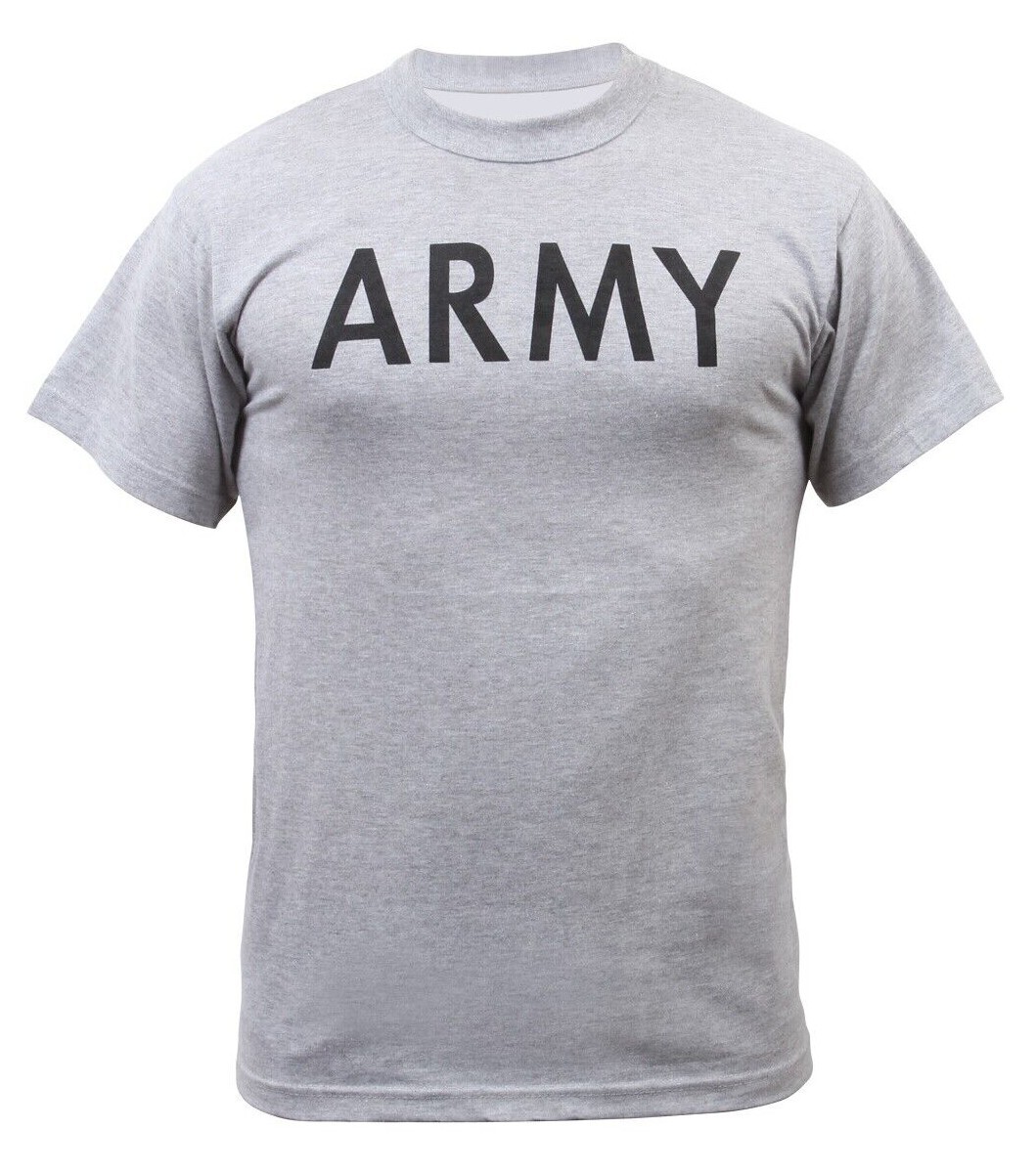 Grey Army T-Shirt Military PT Gym Undershirt Gray P/T Tee