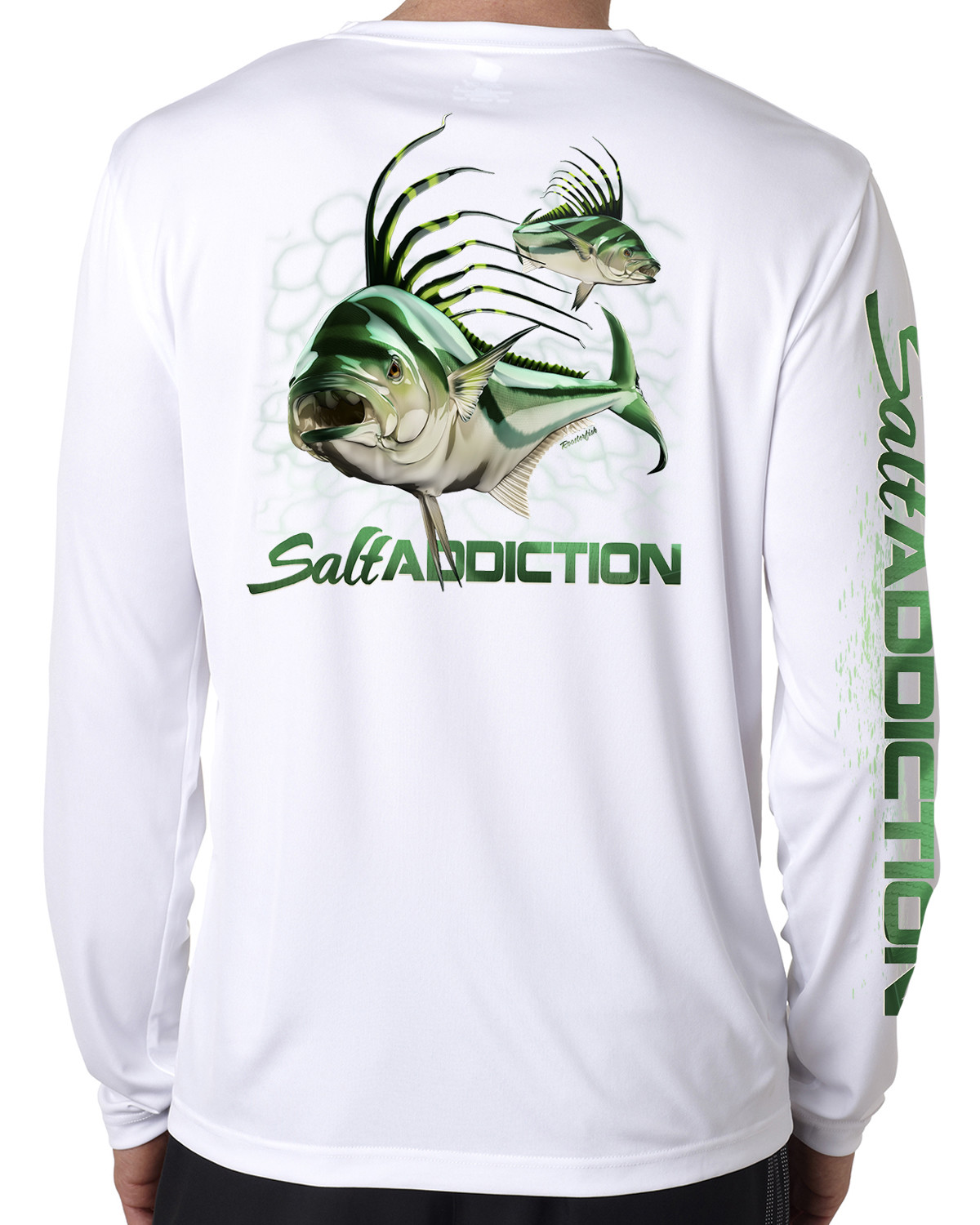 Salt Addiction t shirt life microfiber Roosterfish fishing long sleeve 50+ uv