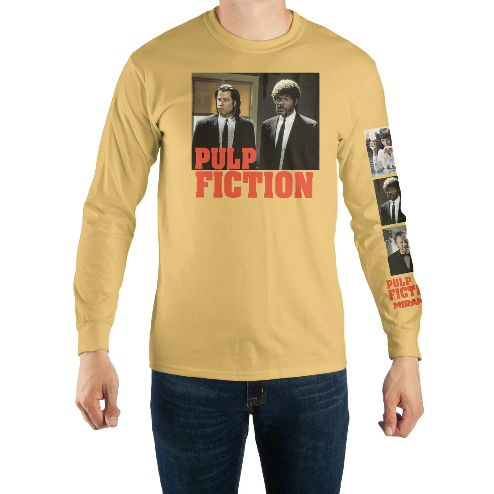 Men’s Pulp Fiction Yellow Graphic Long Sleeve T-Shirt