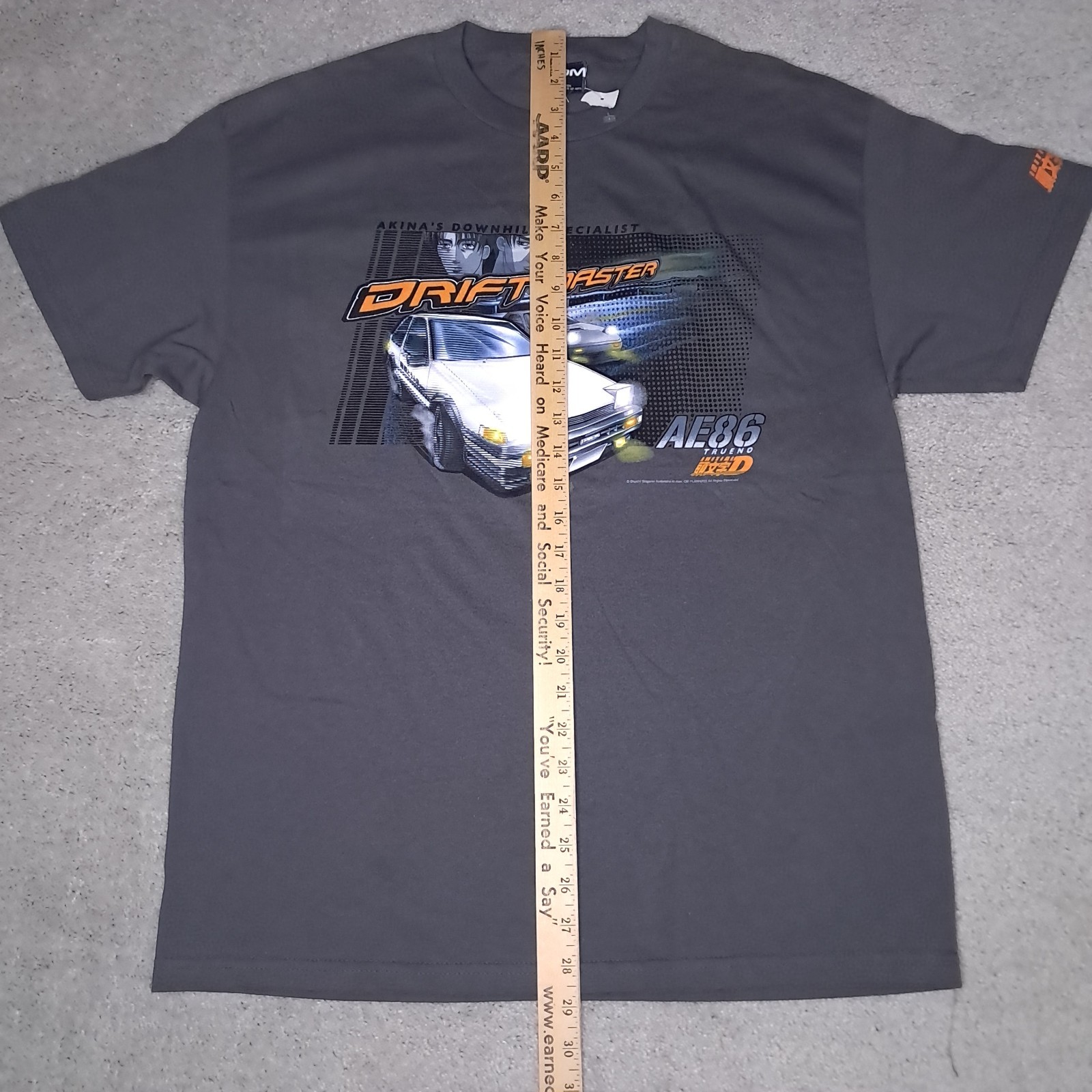 Vintage ODM Initial D Drift Master Toyota AE86 Trueno T-shirt Adult Medium Gray