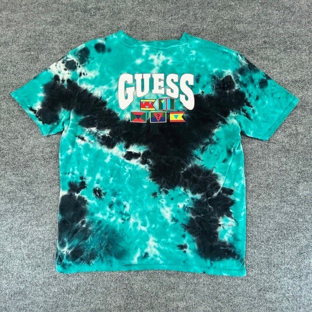 VINTAGE Guess Shirt Mens Large Green Tie Dye Streetwear Originals Skater 90s Y2K