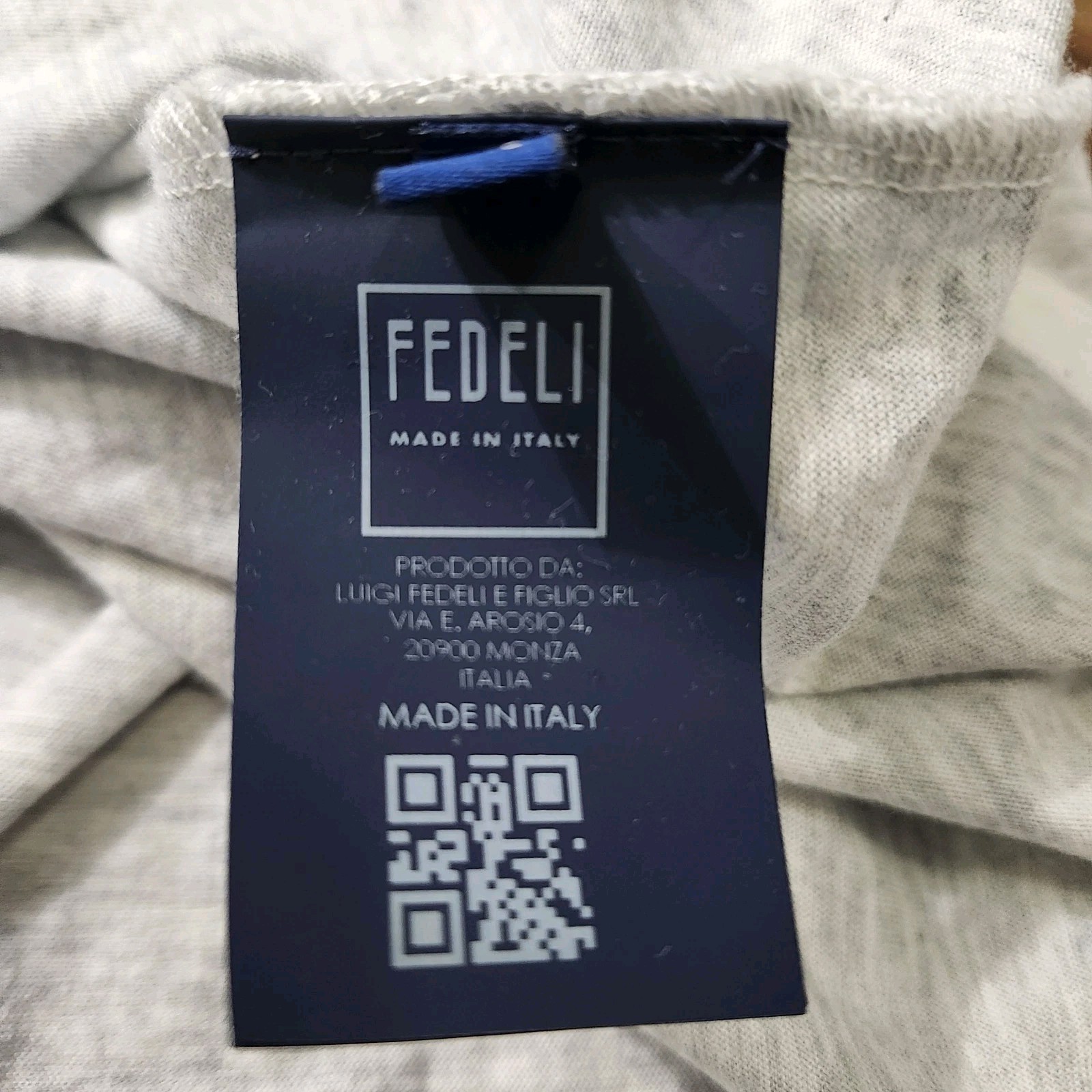 Fedeli Italy Men’s Duo Cotton Jersey Mèlange T-shirt Grey/White Size XXL