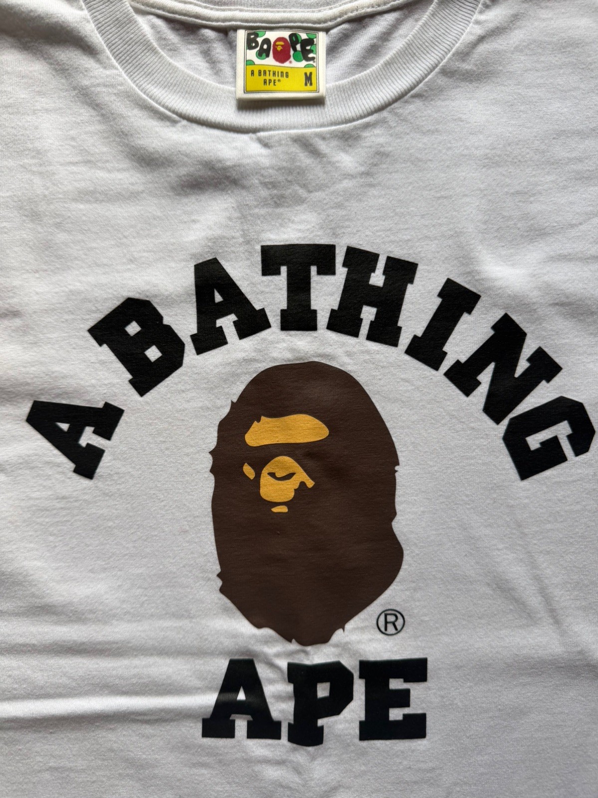 A Bathing Ape BAPE Ape Head Graphic Logo Men’s T-Shirt White Cotton Crew M