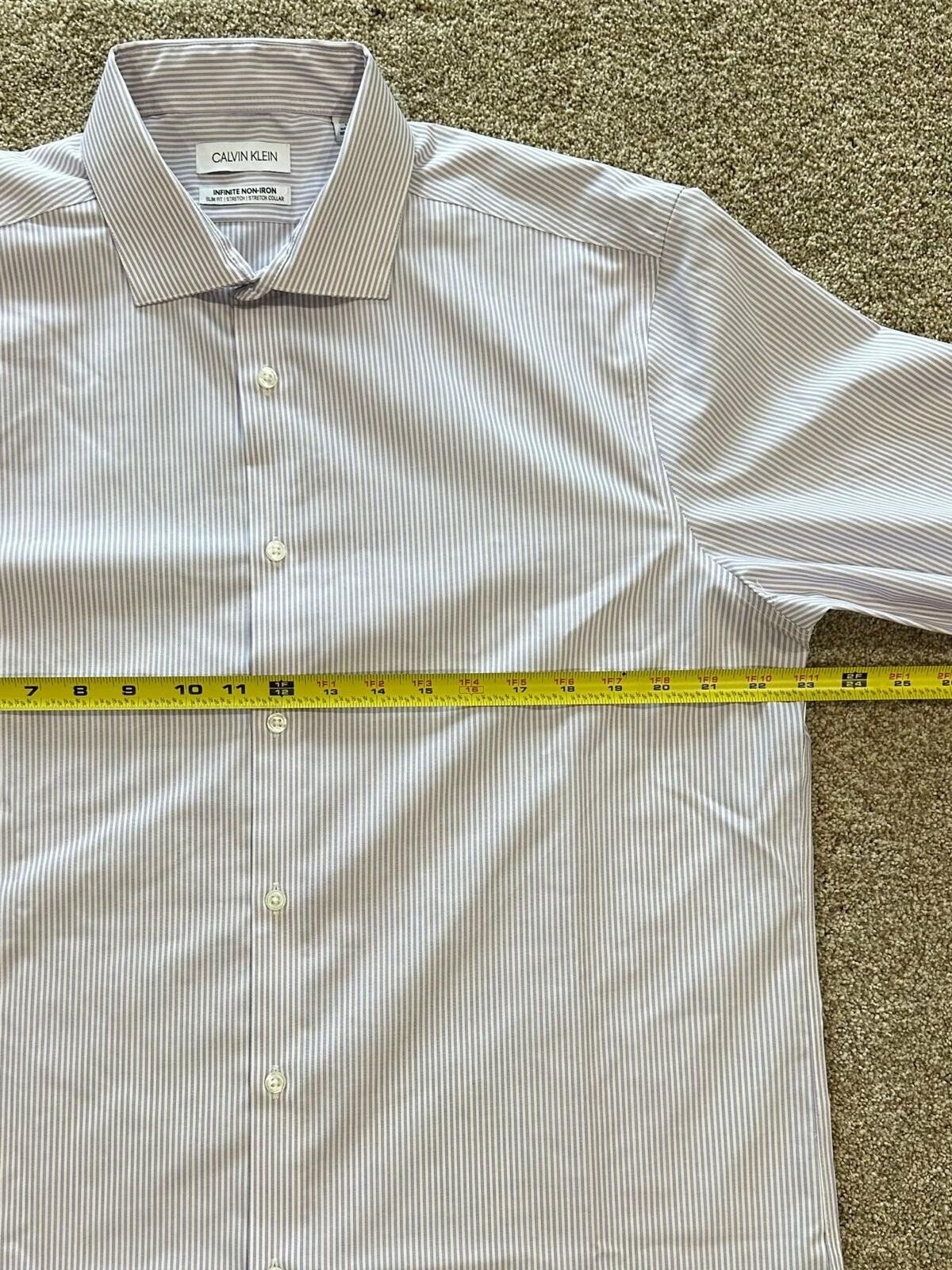 321 Calvin Klein Infinite Non-Iron Slim Fit Stretch Purple Striped Button-Down L
