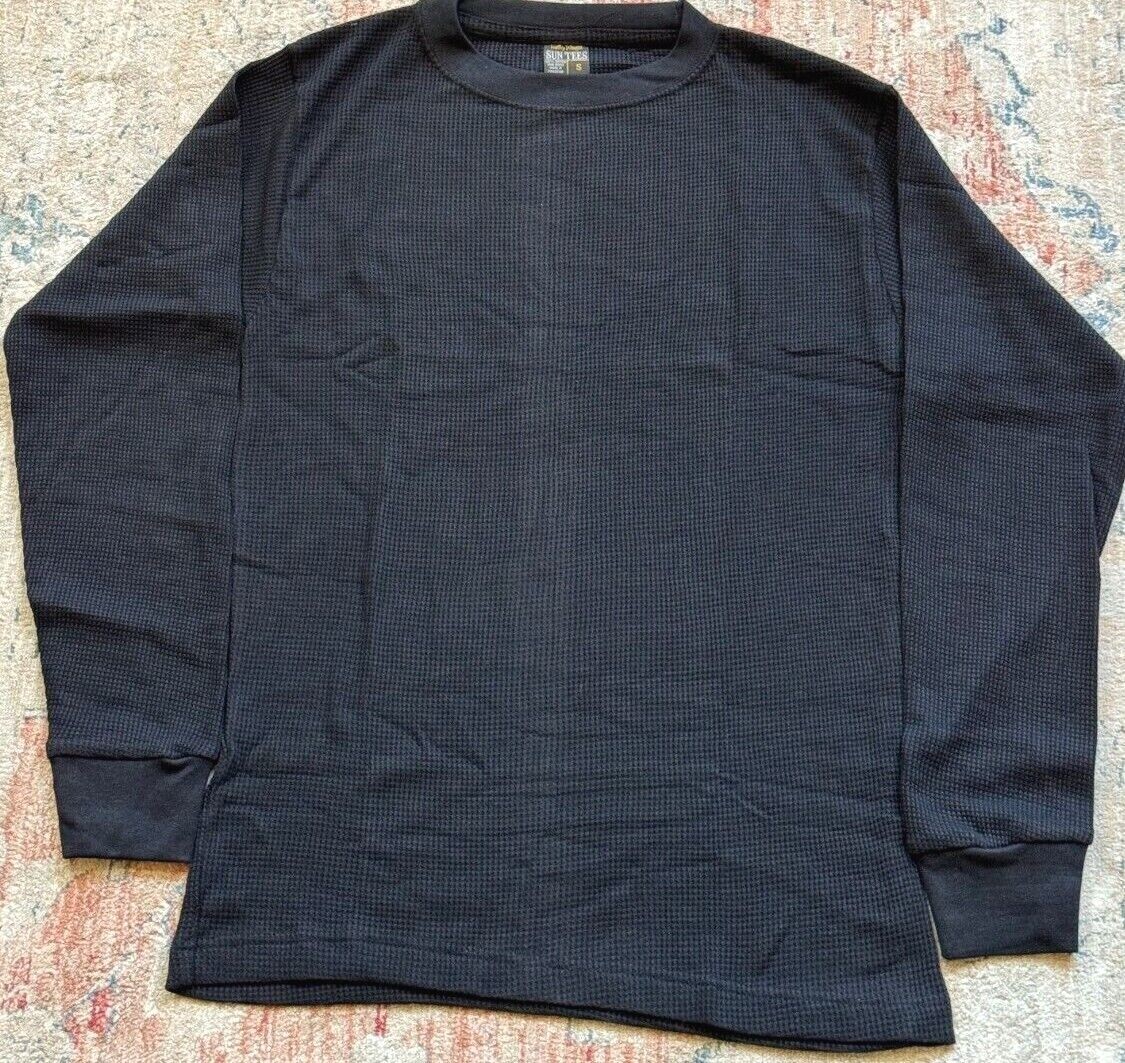 Men’s Cotton Waffle Knit Black Shirt Warm Thermal Top for Winter – Free Shipping
