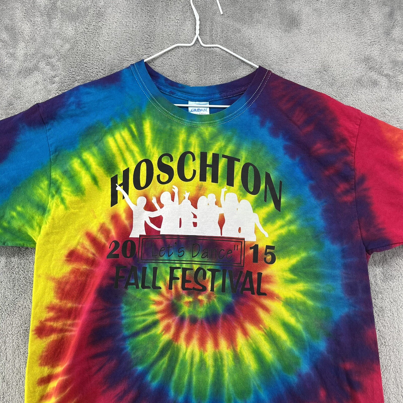 Hoschton Fall Festival Shirt Mens Large Multicolor Tie-Dye Hippy Hipster Retro