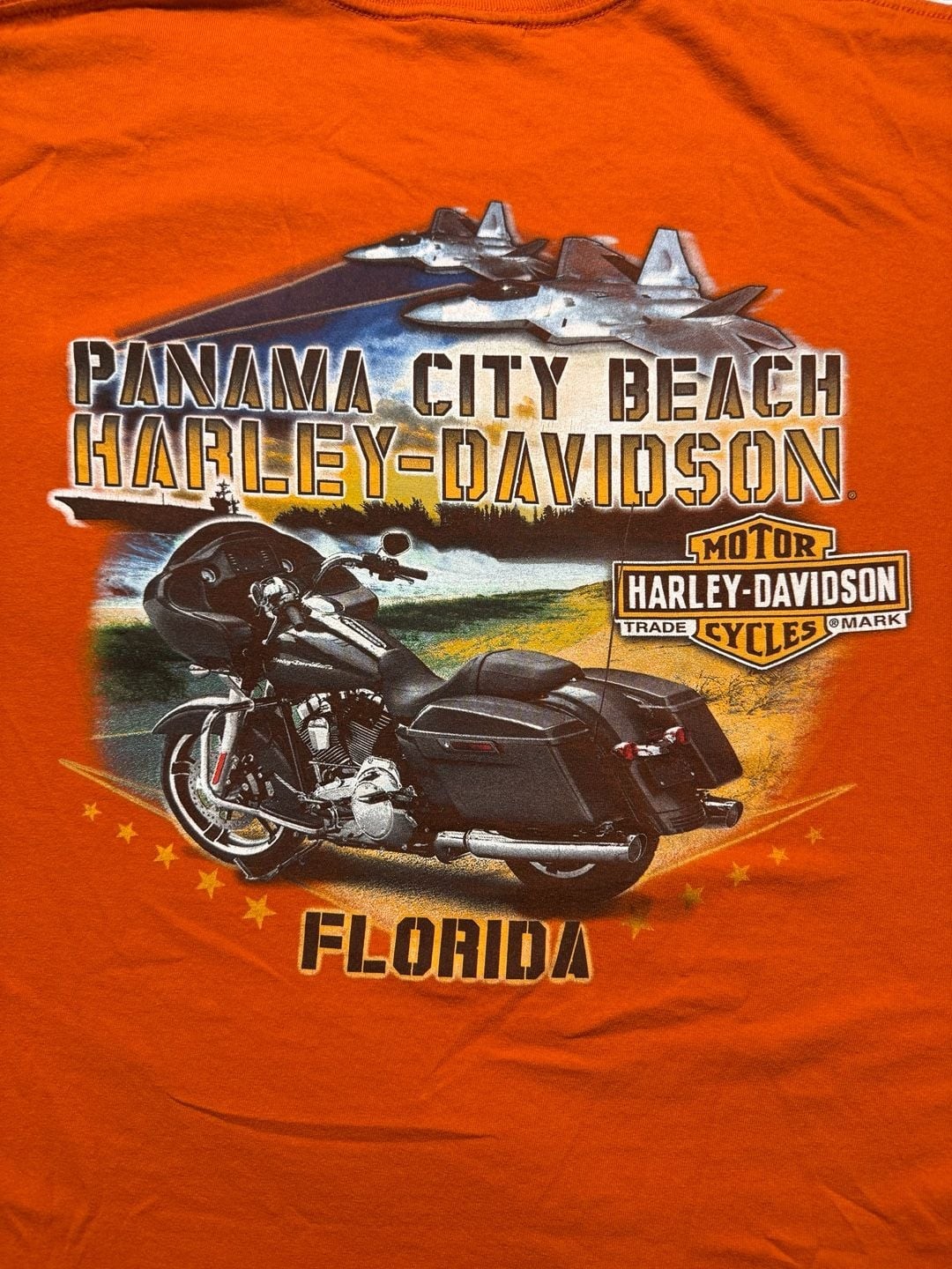 Harley-Davidson Panama City Beach FL Jet Graphic T-Shirt Orange XL