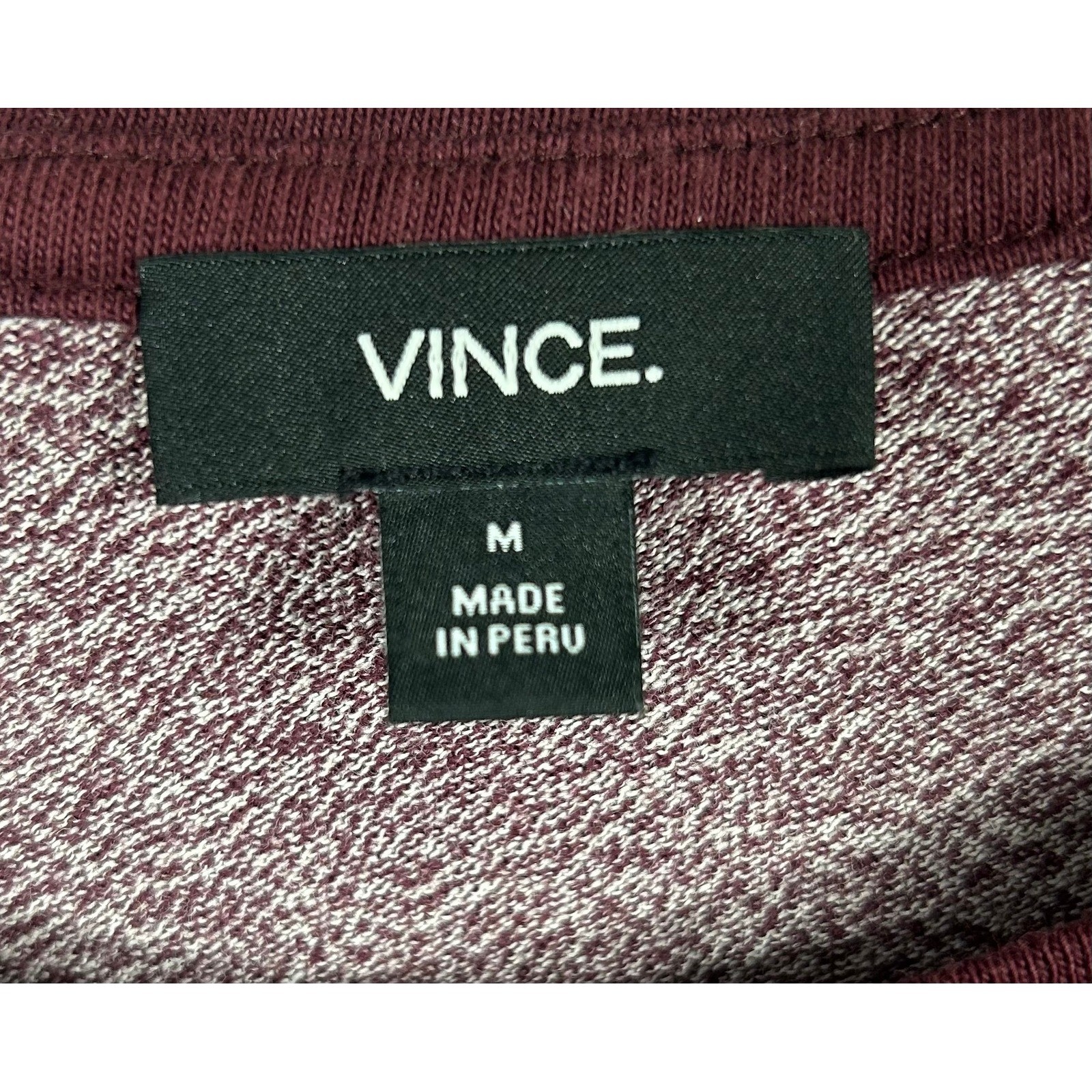 Vince Marled Burgundy Raglan Baseball T Shirt Mens M Colorblock L/S Cotton Comfy
