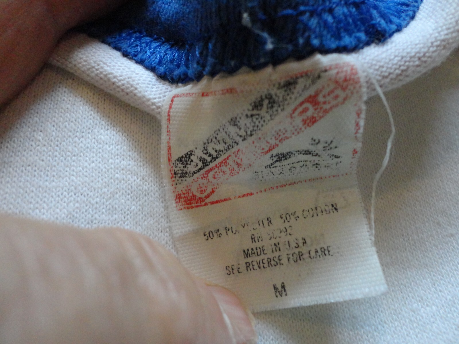 Vintage White Red Blue JC Soccer RINGER Jersey Shirt Adult M 50-50 USA Rare