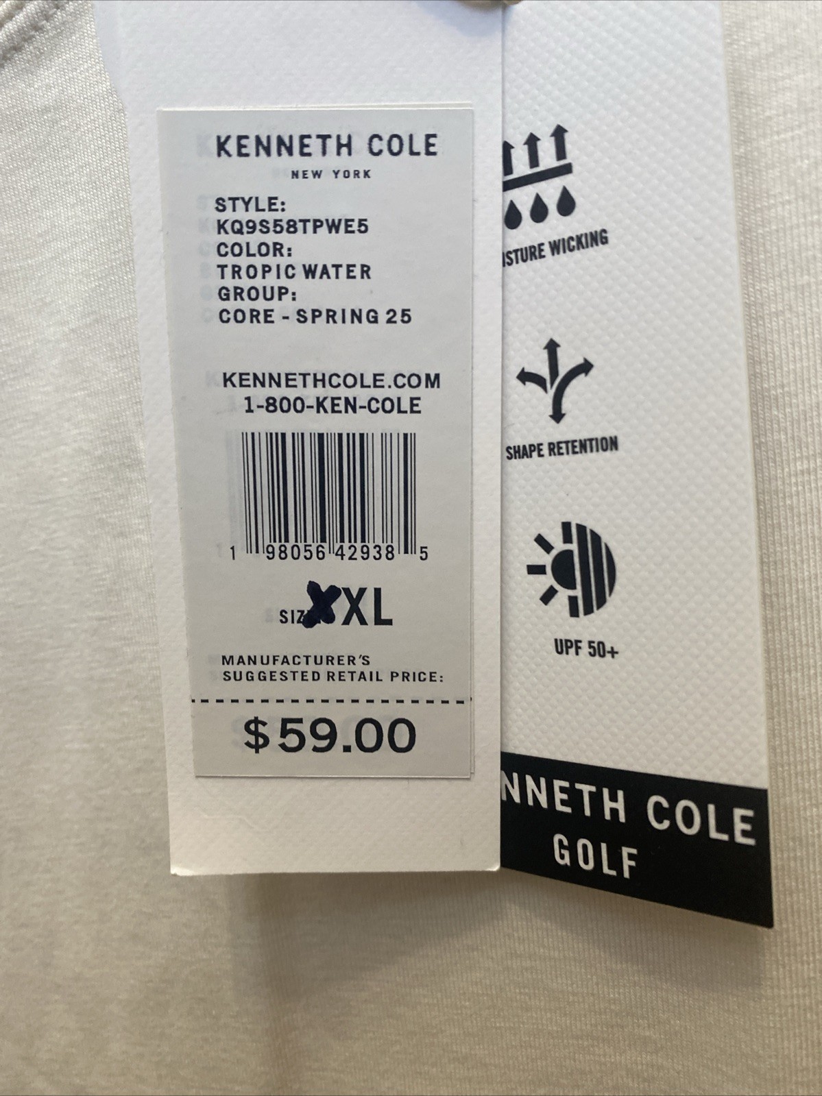 Kenneth Cole Active Men T-Shirt 2XL Off White Short Sleeve Crew Neck Tee NWT