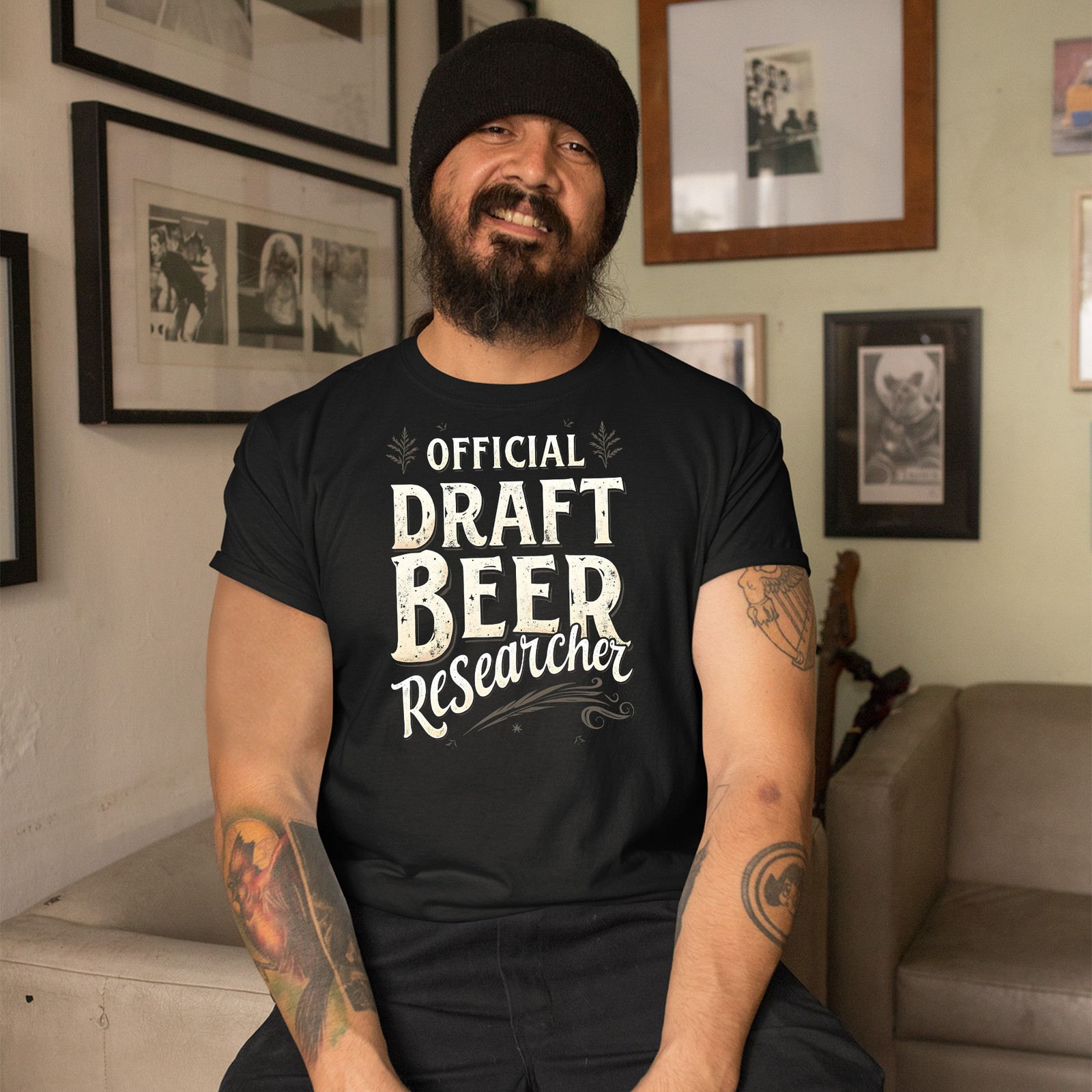 Funny Drinking T Shirt for Men Official Draft Beer Researcher Tee Great for D…