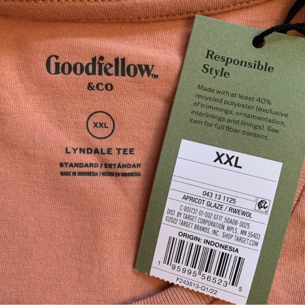 Goodfellow & Co Size XXL Apricot Lyndale Tee Short Sleeve T-Shirt NWT