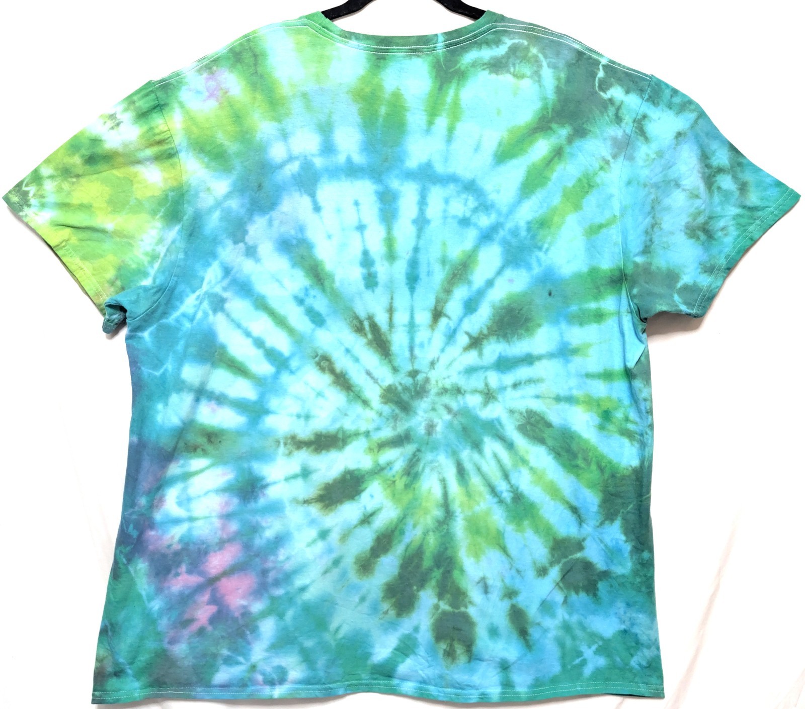 Handmade Tie Dye Tee Shirt Unisex XXL 24×29.5 Spiral Ice Dyed Colorful